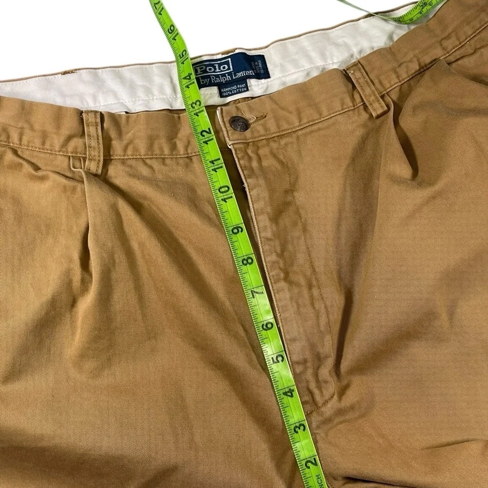 Polo Ralph‎ Lauren 40/32 Tan Hammond Pant Pleated Cuffed Chino Preppy Old Money
